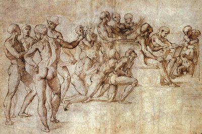 Nude Garzone Study for the Disputa by Raffaello Sanzio Raphael